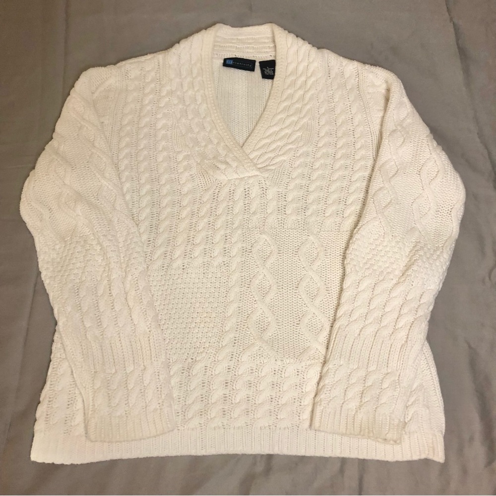 Relativity Cable Knit V-Neck Sweater Size Large